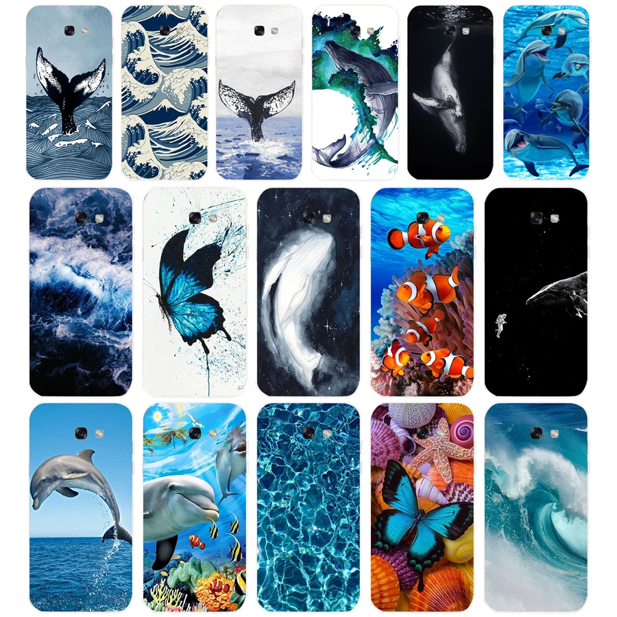 77 Whale Fish Wave Sea Soft Silicone Tpu Cover phone Case for Samsung Galaxy A5 2015 2016 A7 2017 A8 Plus A9 2018 A80 images - 2