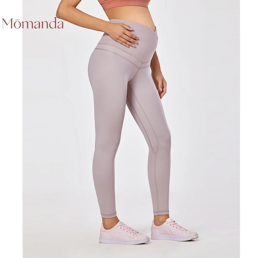 

MOMANDA Maternity Fleece Legging Over The Belly Support Active Yoga Sport High Waisted Workout Pants 25 Inches Woman's Shapewear