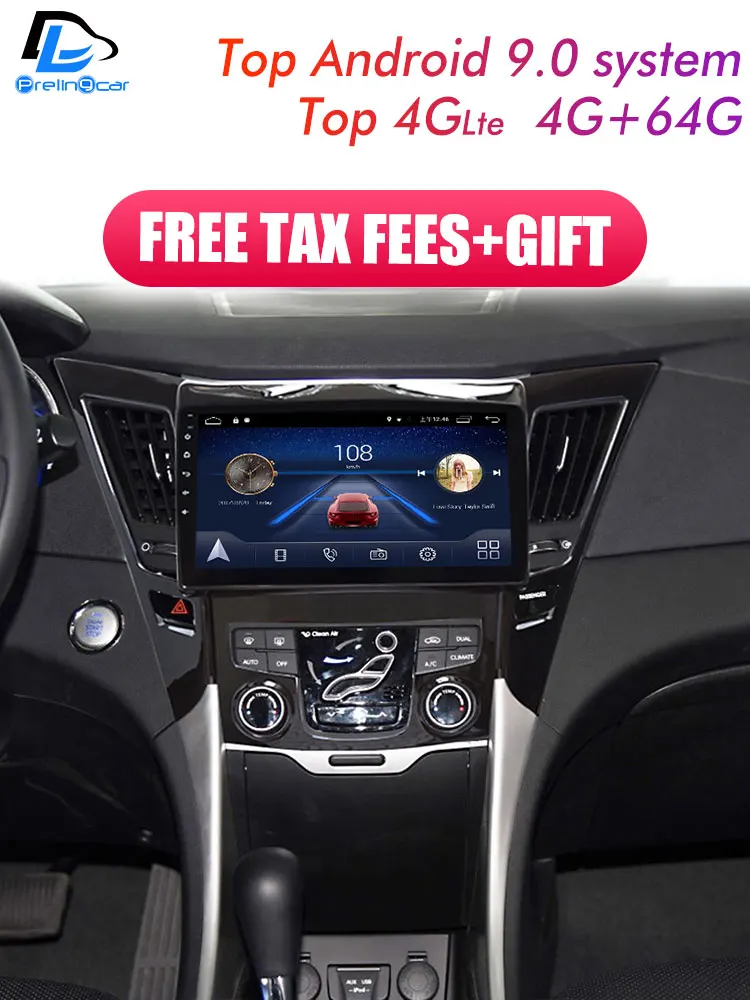 4G Lte Android 9,0 Автомобильный мультимедийный навигатор gps dvd-плеер для hyundai Sonata I40 I45 I50 2011- лет ips экран радио