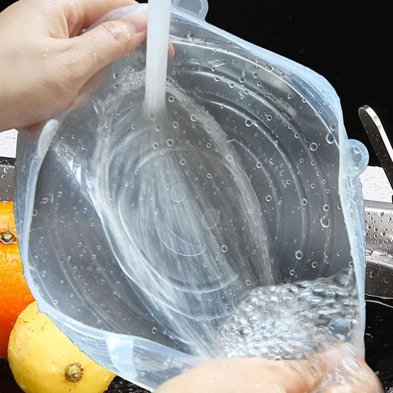 Силиконовые крышки для пищевых продуктов 6 шт. многоразовые растягивающиеся