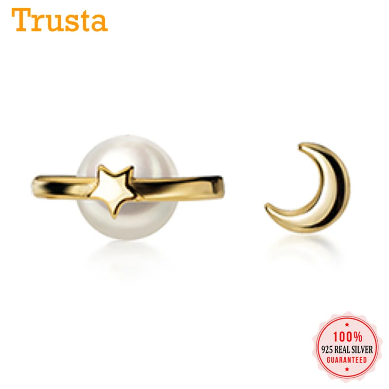 Женские асимметричные серьги-гвоздики из стерлингового серебра 925 пробы с