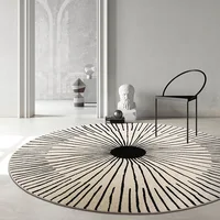 Modern Minimalist Circular Carpet Rugs Living Room Geometric Line Black And White Nordic Round Carpet Bedroom Circular Floor Mat