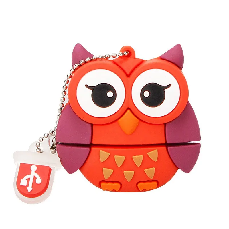 owl Флеш-накопитель с изображением милых пингвинов, совы, лисы, 4 ГБ, 8 ГБ, 16 ГБ, USB флеш-накопитель, 32 ГБ, 64 ГБ, карта памяти, 128 ГБ, животные - Цвет: owl