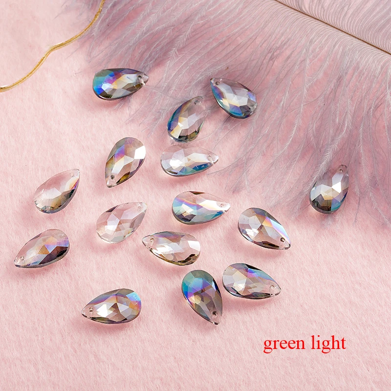 green light -16pcs 16 шт многоцветные Кристальные бусины каплевидной формы бусины Подвески маленькие подвески для стеклянных бусин для самостоятельного изготовления ювелирных изделий Аксессуары - Цвет: green light -16pcs