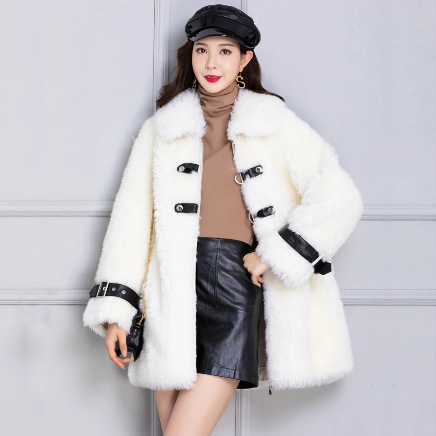 Женская Шуба из овечьей кожи Barsa шуба натуральной шерсти большой размер для зимы