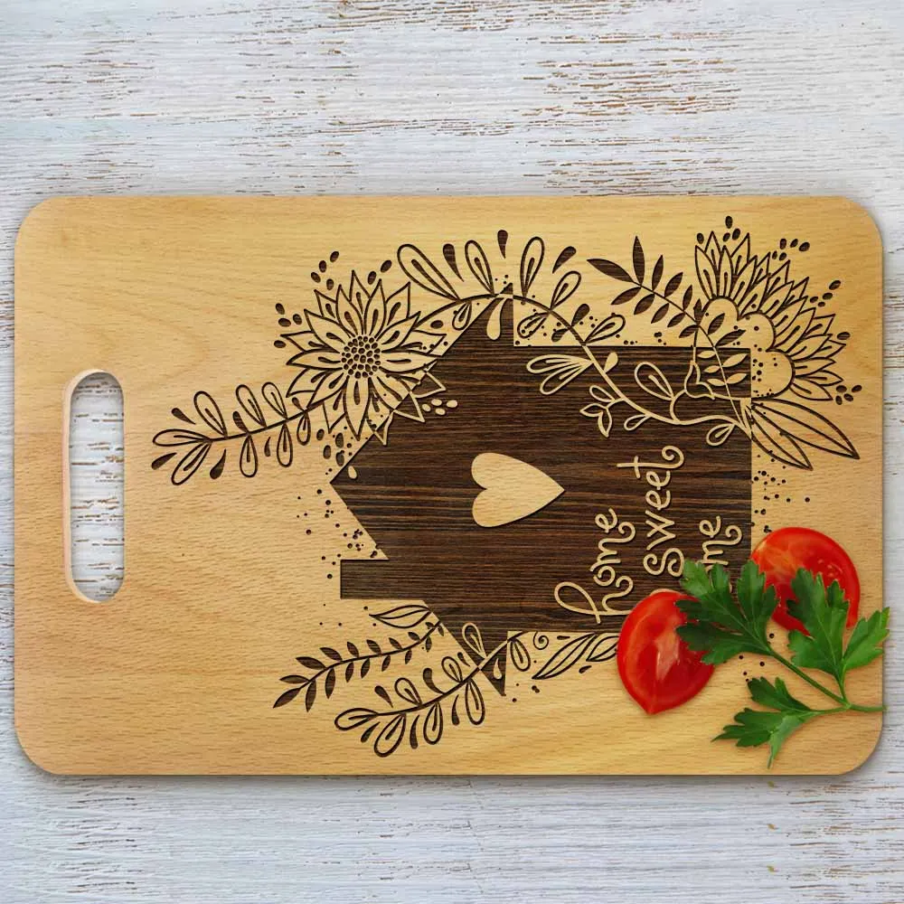 Цветочный дом сладкий разделочная доска пользовательский лазер гравированная