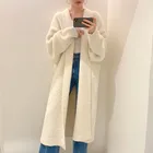 Толстый свитер, пальто, женский норковый кашемировый свободный длинный кардиган с отложным воротником, свитеры, женская зимняя одежда 2021, вязаная черная