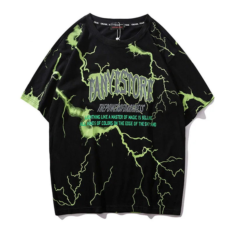 Мужская футболка в стиле Харадзюку с принтом темной молнии уличная одежда хип