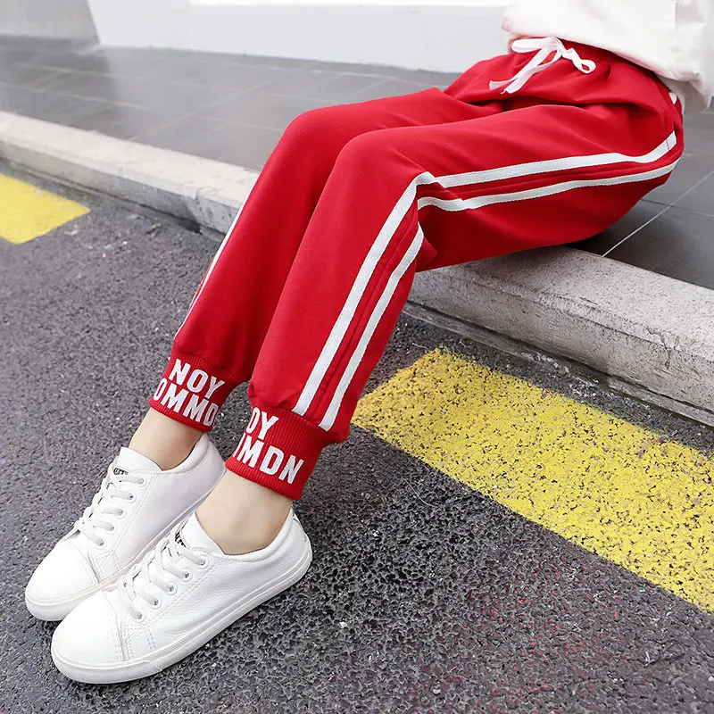 Спортивные штаны леггинсы для девочек спортивные брюки с полосками сбоку Одежда