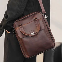 retro crazy horse pu leather shoulder bag mens crossbody bag briefcase fashion business men crossbody bag handbag messenger bag