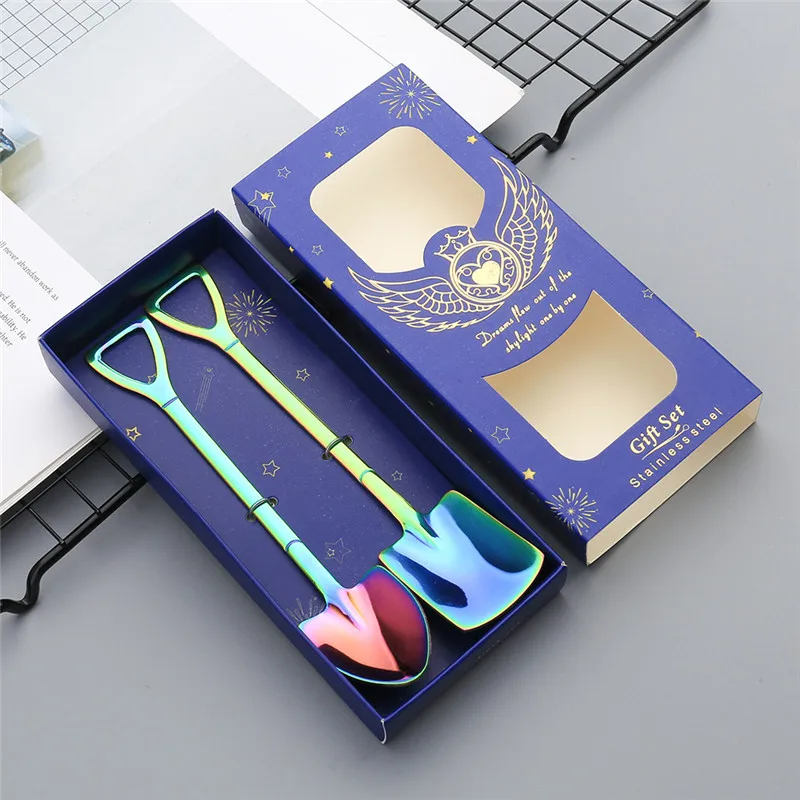 Металлическая ложка в форме ложка-Лопатка креативные чайные ложки с длинной