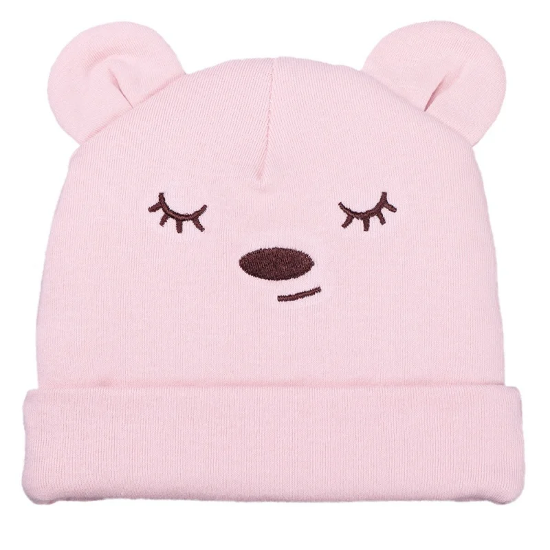 

Baby Hat Knit Cotton Cartoon Bear Print Baby Caps For Boys Girls Spring Autumn Winter Children's Hats Child Beanie