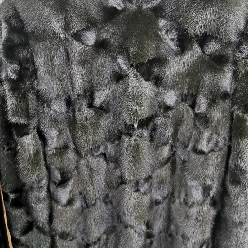 Real fur coat mink overcoat fashion fox hair collar high quality mink skin stitching overcoat women's natural mink overcoat