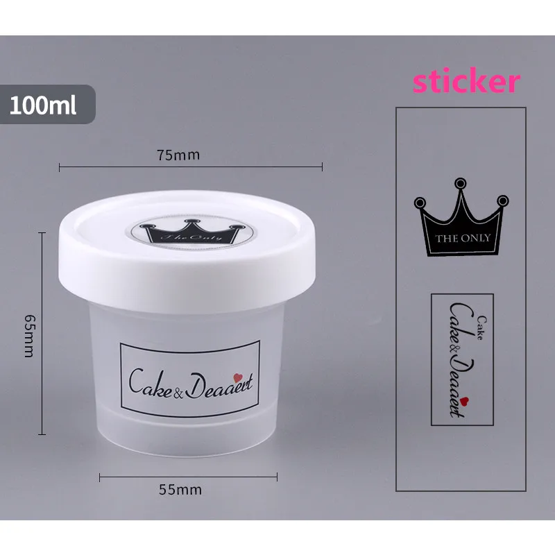 cup lid sticker 10 шт. китайская сетчатая красная коробочка для мороженого, йогурта, пудинга, чашки, вечерние, на день рождения, для мороженого, матовая пластиковая прозрачная чашка с крышкой - Цвет: cup lid sticker