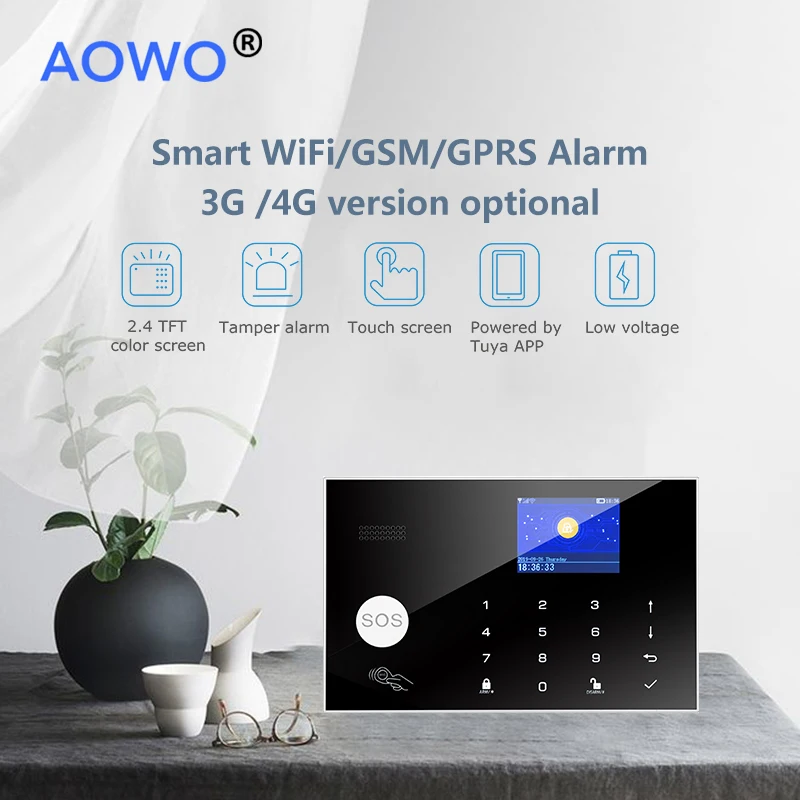 GSM сигнализация Wi Fi система Беспроводной домашней охранной сигнализации Alexa Tuya