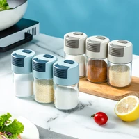 push type salt shaker sealed moisture proof condiment jar glass bottle spice jars with lid kitchen accessories cooking tools