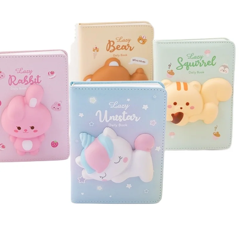 

3D Unicorn Decompression Notebook Bunny Student Planner Color Pages Diary Soft Cartoon Animals Daily Book Kids Stationery Gifts