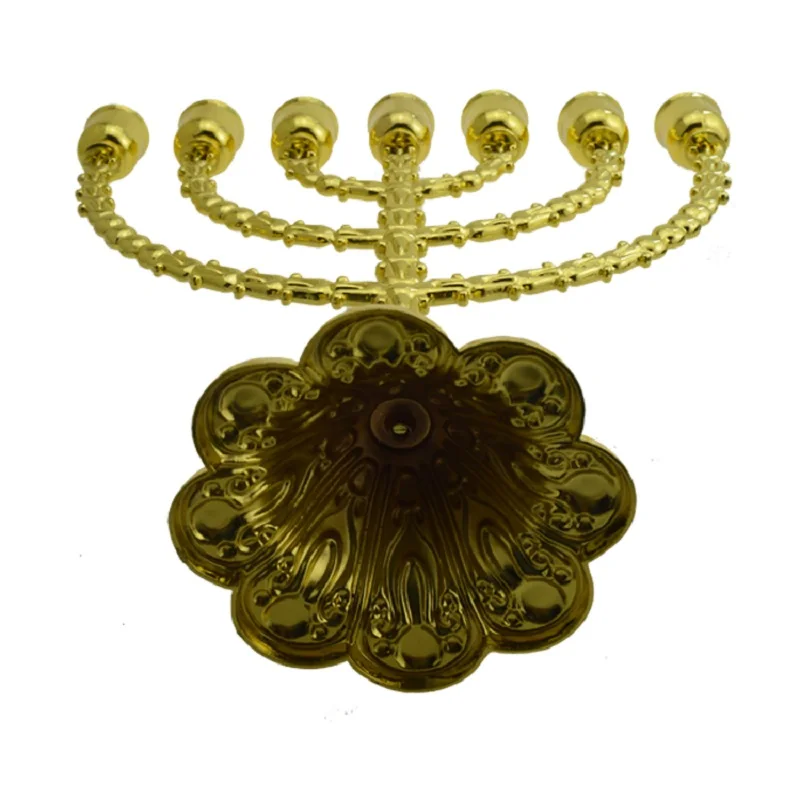 Большой подсвечник из 7 вещей Menorah hanukka позолоченный металлический сплав