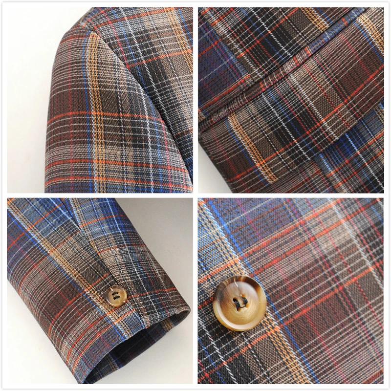 Комплект из двух предметов Женский винтажный офисный пиджак в клетку пальто и