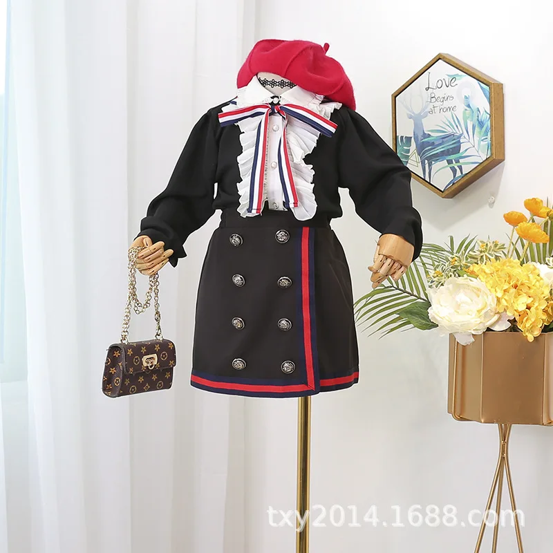 Костюм для девочек 2019 г. Новая Осенняя модная детская одежда кружевная рубашка с