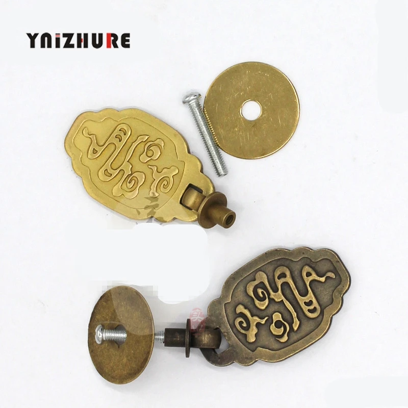 6 шт. китайская антикварная мебель из чистой меди ручка для двери ящика Ретро
