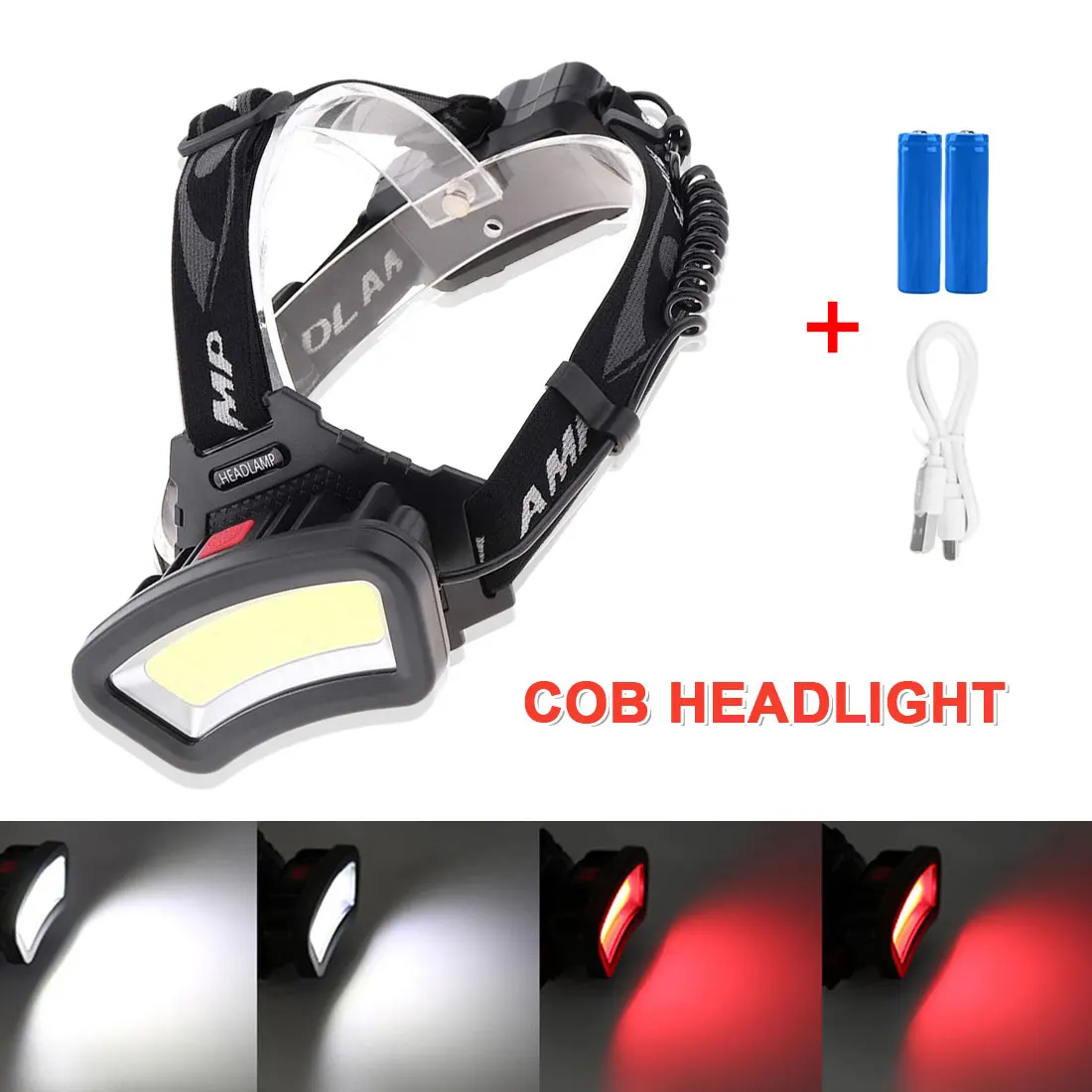 

USB Rechargeable red white light Fishing headlight Camping head light Hunting 18650 head lamp Flashlight Torch Powerful flashlig
