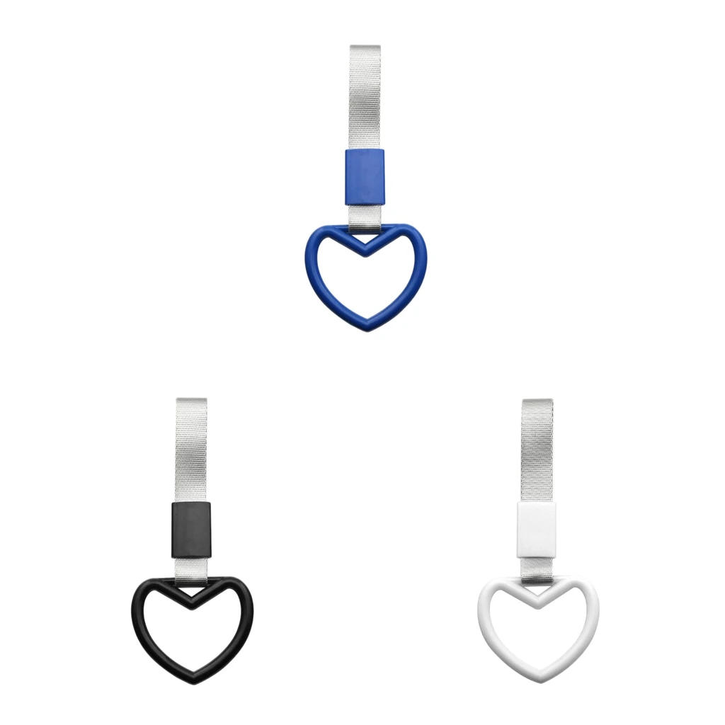 

3 Pieces Heart-shaped Ring Handle Strap Train Bus Handle Charm
