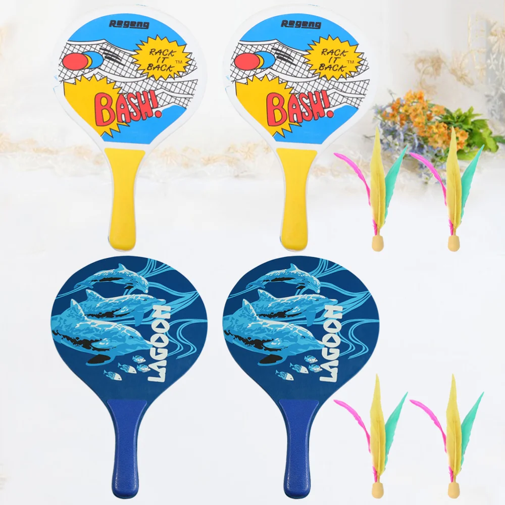 

2Set of Board Badminton Racket Beach Racket Seven Layers High-grade Poplar Wood Creative Table Tennis Racket(Random Style)