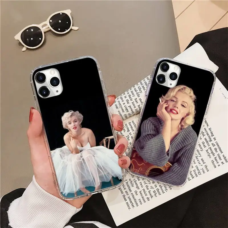 

Sexy star marylin monroe tatooe girl Phone Case Transparent soft For iphone 12 11 13 7 8 6 s plus x xs xr pro max mini