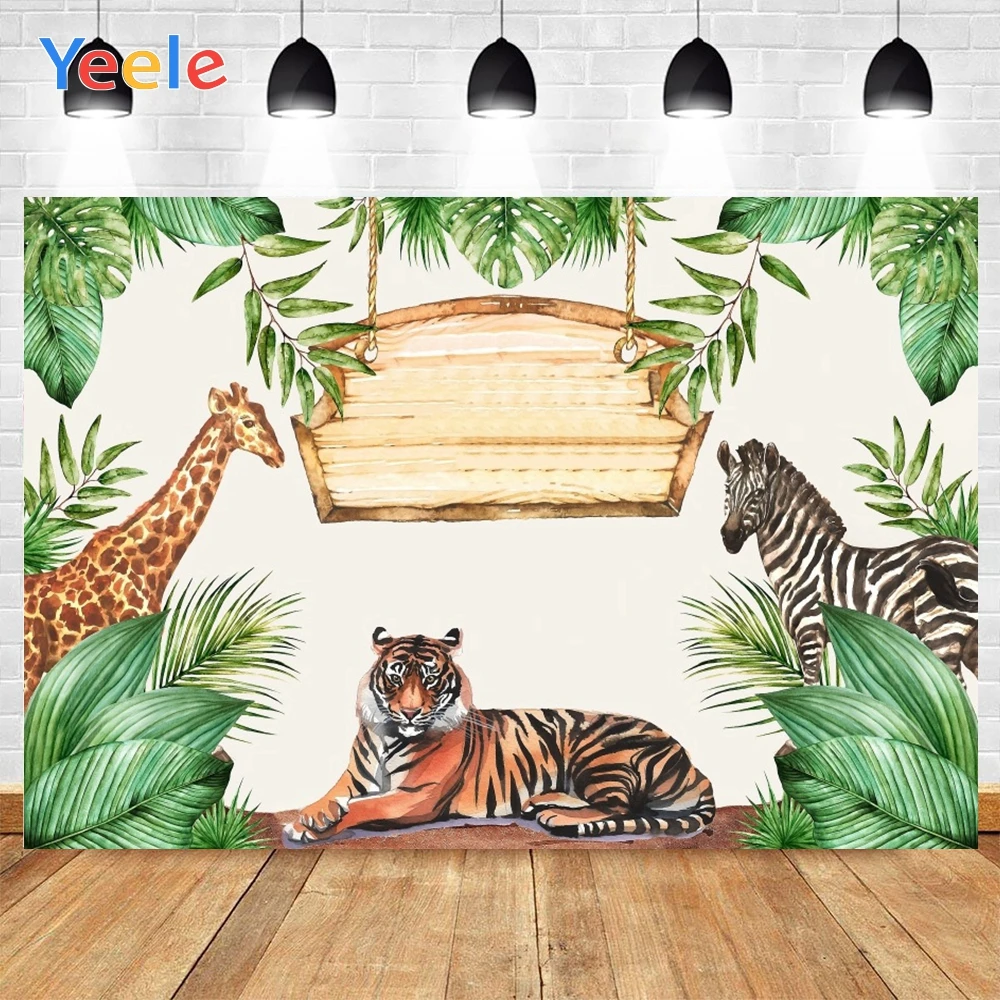 

Фотофон Yeele для студийной фотосъемки с изображением жирафа тигра зебры зеленых растений