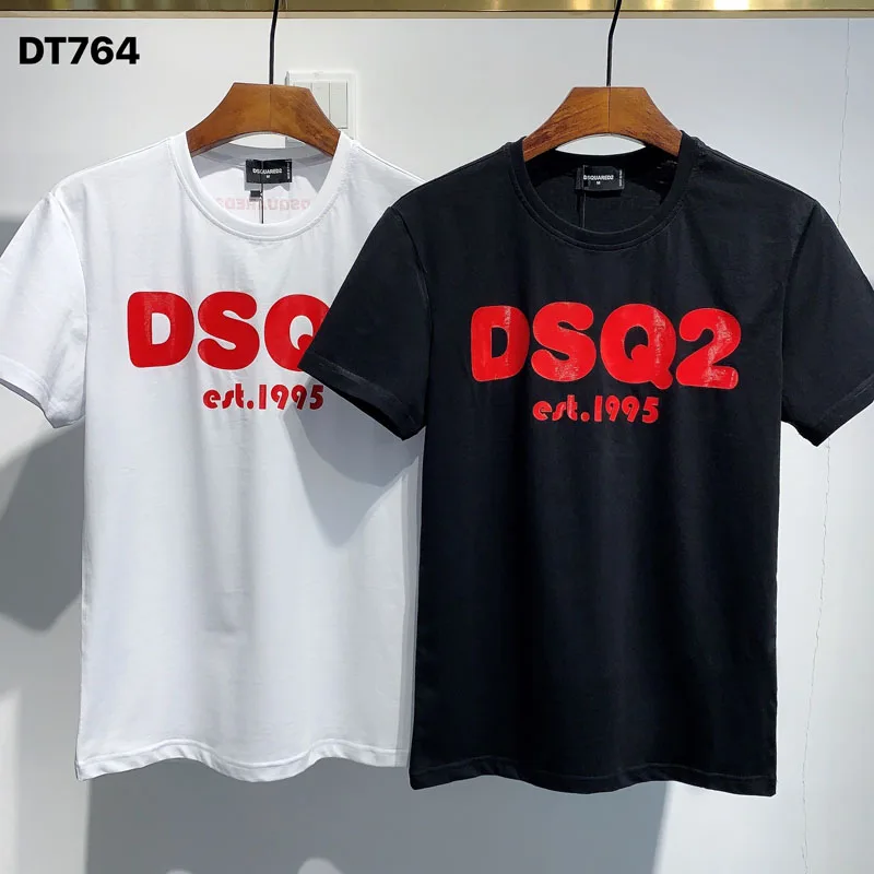 

2021 Summer New Designer DSQUARED2 Mens White T-Shirt D2 O-Neck Short Sleeve Tops DSQ2 Men Luxury Clothing Print TShirts dt764