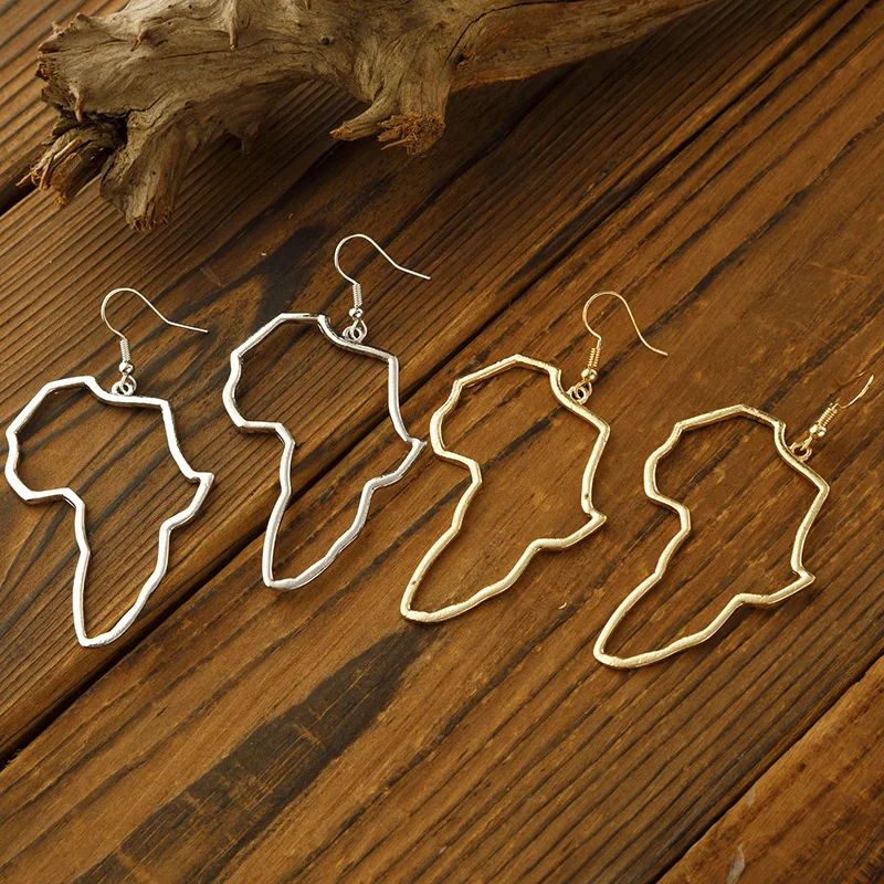 

Hiyong African Map Big Earrings Exaggerate Larger Earring Stud Africa Ornaments Traditional Ethnic Hyperbole Woemn Gifts Jewelry