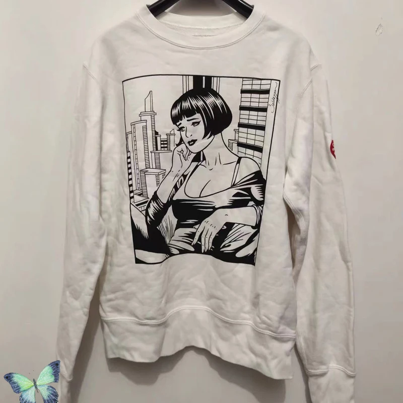 

Белая одежда CAVEMPT C.E эскиз красивая девочка комикс печать Cav Empt толстовки