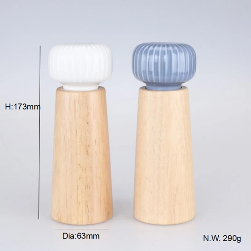 

Wood Salt and Pepper Mill with Strong Adjustable Ceramic Grinder Rotor Manual Pepper Shakers 7 Inches Kitchen Supplies H051
