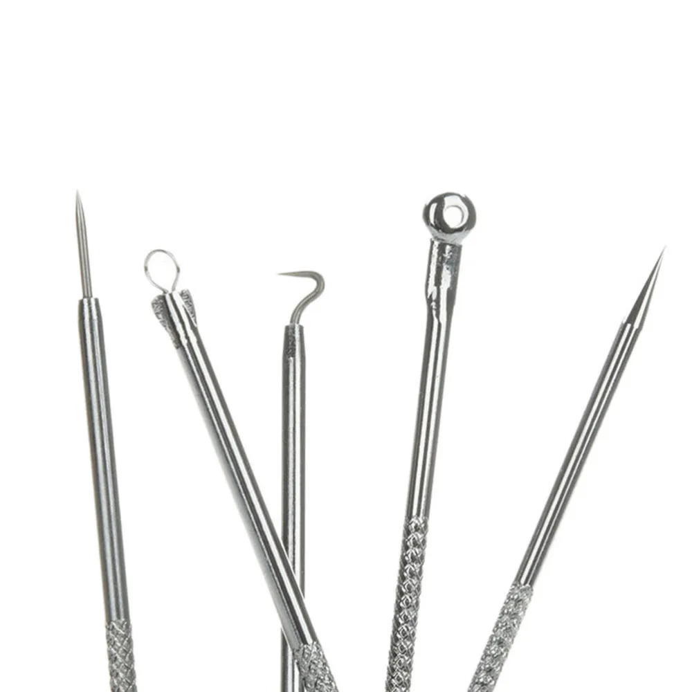 

5Pcs Professional Face Care Stainless Steel Blackhead Whitehead Comedone Acne Pimple Blemish Needle Extractor Remover Tool