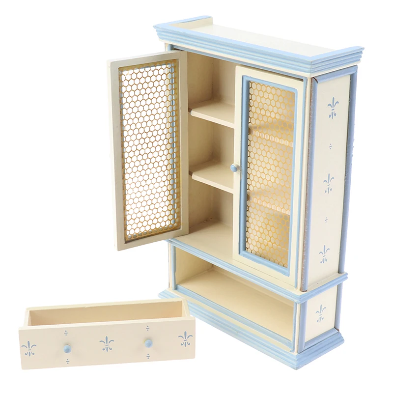 1:12 Кукольный домик миниатюрная кухонная мебель белые шкафы витрина детский