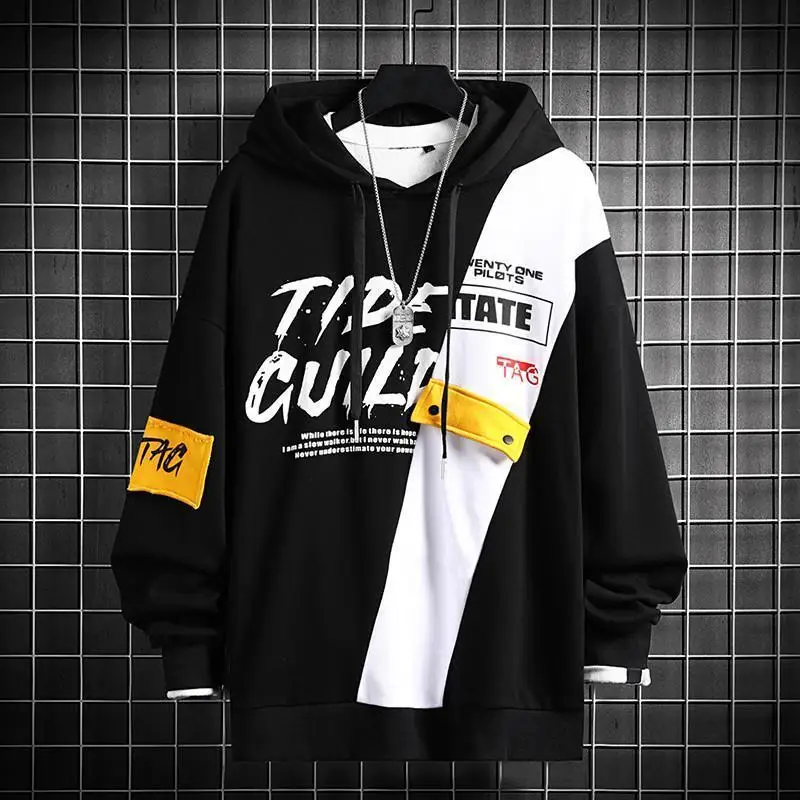 

Men Hip Hop Tops Streetwear Cool Black Rock Hoodie Male Harajuku Pullover Sweatshirts Korean Hoody Fashion Oversized Hoodie Boys