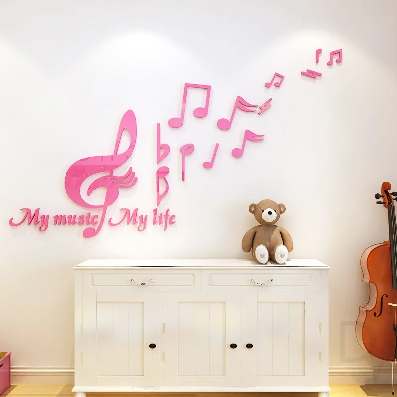 Музыкальные ноты 3d стерео наклейки на стену фортепиано номер Танцы комнаты