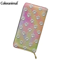 coloranimal 2021 new fashion gradient dog paw cartoon pattern women wallet pu leather clutch card holder femme tote bolsa hot