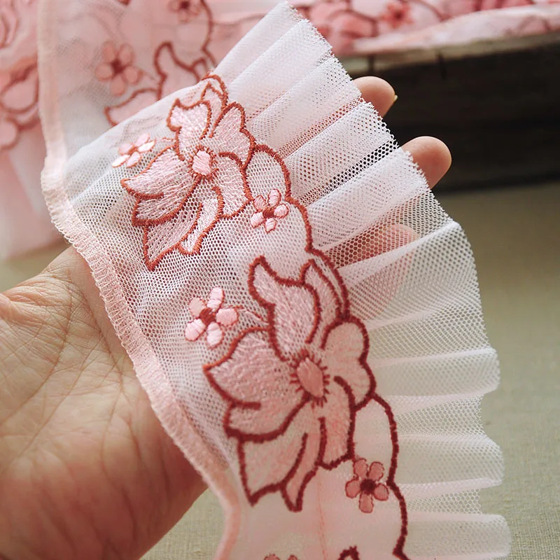 Новинка двухслойная розовая фиолетовая вышитая Цветочная лента шириной 8 см