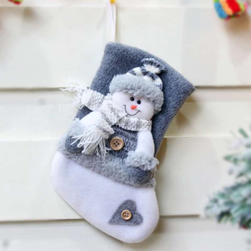 snowman 1 шт., индивидуальные рождественские чулки с вышивкой, Висячие рождественские украшения, Новогодние Детские подарочные носки с сумочкой для конфет, рождественские украшения - Цвет: snowman