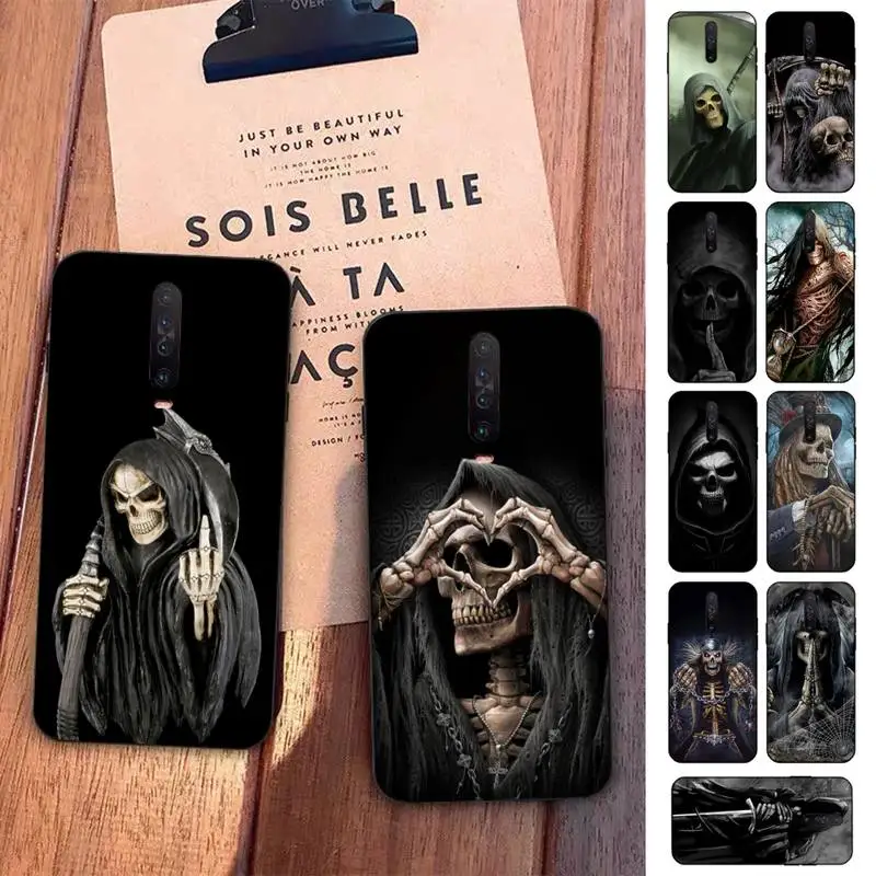 

FHNBLJ Grim Reaper Skull Skeleton Phone Case for Redmi 5 6 7 8 9 A 5plus K20 4X S2 GO 6 K30 pro