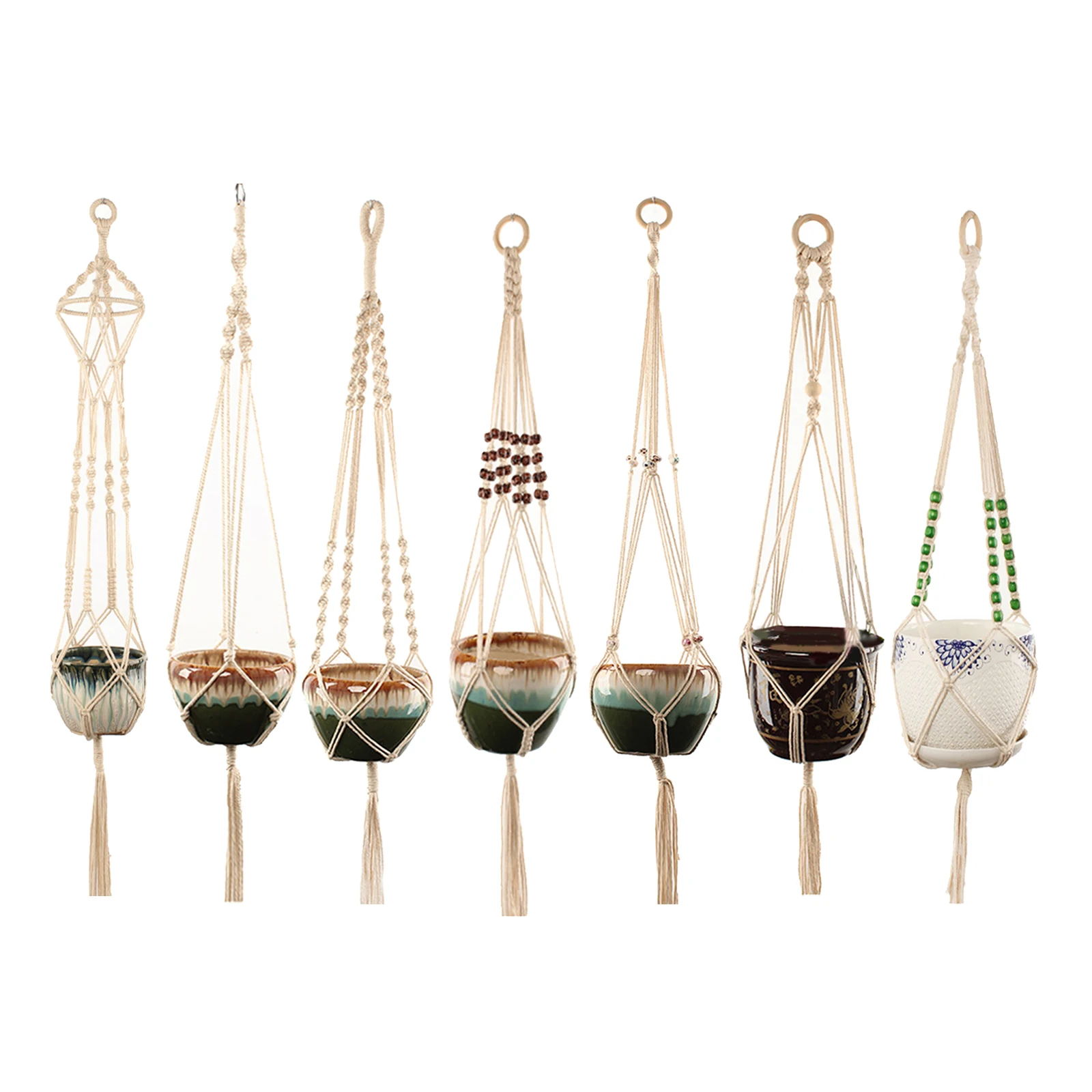 

Подвеска для растений из макраме трикотажная кордная Подставка под горшок стеллаж для выставки товаров 100 см с защитой от повреждений и кол...