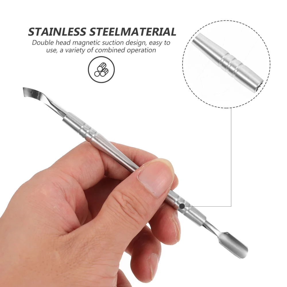 

1Set 8-in-1 Silver Manicure Push Tool Stainless Steel Cuticle Trimmer Black