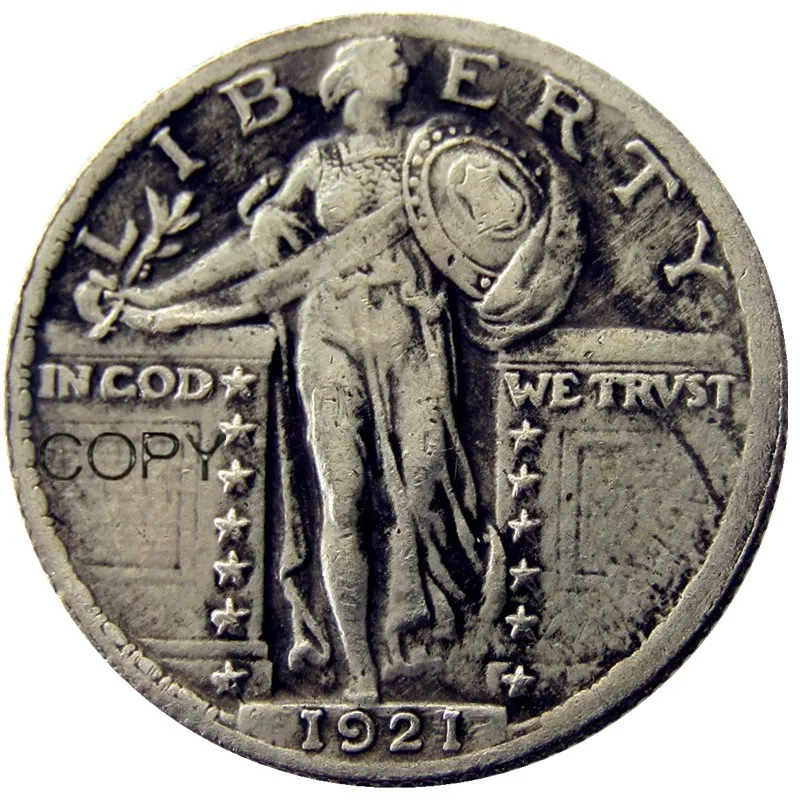 США набор(1917-1924)-P-S 9 шт. стоящая четверть свободы копия декоративная монета - Цвет: 1921