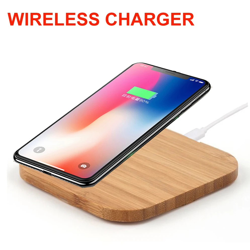 Для iphone 8 Plus X XR Qi Беспроводное зарядное устройство тонкая деревянная подкладка Коврик для samsung S9 S8 S7 S6 Edge Беспроводная зарядка для телефона