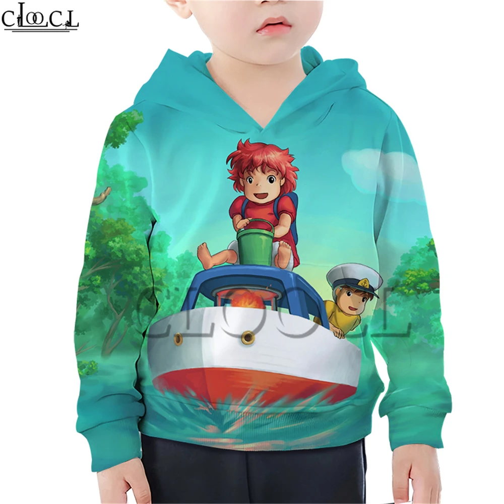 

Детские толстовки с капюшоном в стиле аниме «Ponyo on The Cliff» Детский костюм с объемным принтом для мальчиков и девочек уличная одежда с длинным...