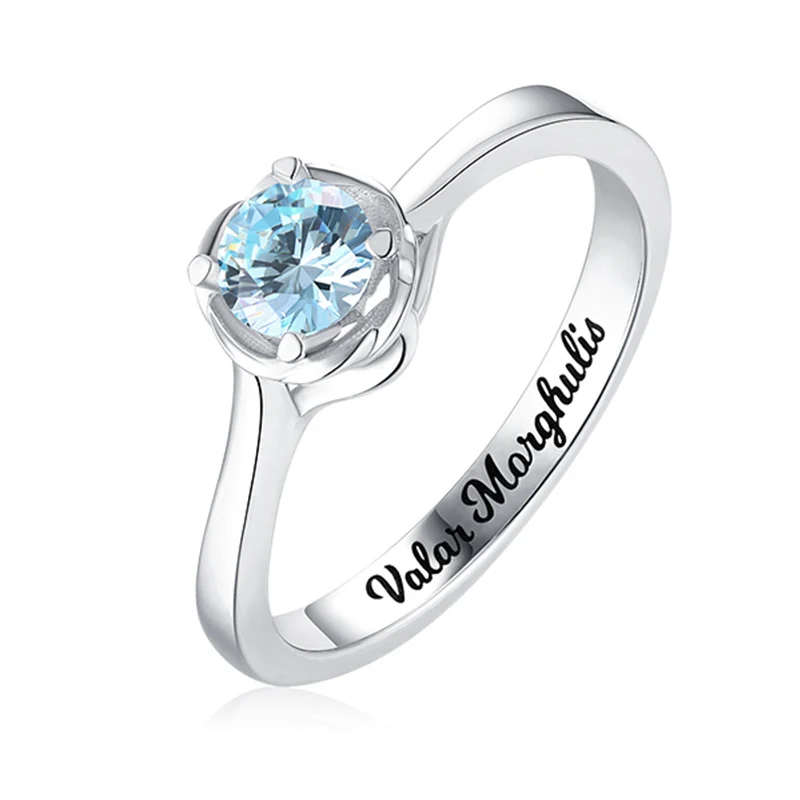 Пользовательские гравировальные именные кольца выгравированы камень по дню