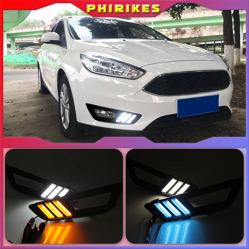 

2PCS For Ford Focus 3 mk3 2015 2016 2017 2018 Turn signal and dimming style Relay 12V LED Car DRL daytime running light Fog lamp