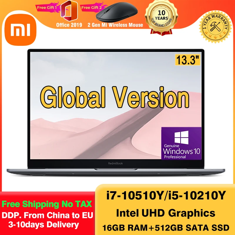 Оригинальный ноутбук Xiaomi Mi RedmiBook Air 13 10-го поколения процессор Intel Core i7-10510Y/i5-10210Y